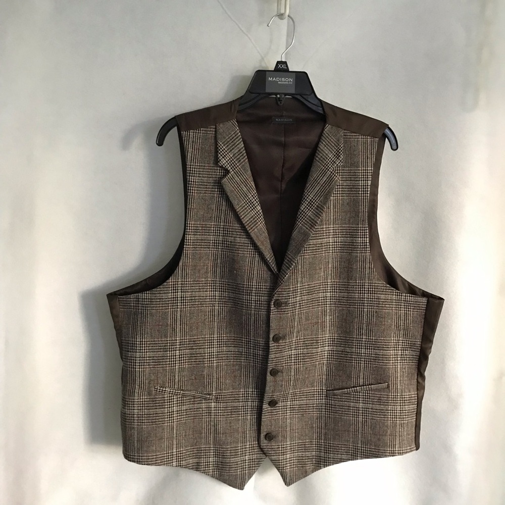 Madison Brown Tartan Plaid Waistcoat Vest